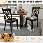 Giantex Wooden Dining Chairs Set of 4, Linen Fabric Upholstered Kitchen Chair w/Rubber Wood Frame, Wide Padded Seat, Curved Cross Back, Farmhouse Side Chairs for Living Room Restaurant, Dark Gray
