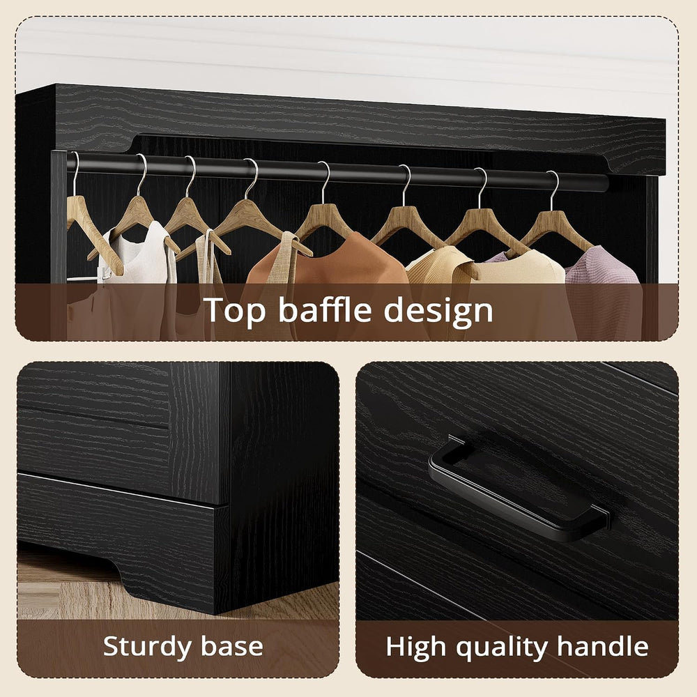 IRONCK Freestanding Closet System with Adjustable Shelves & 3 Drawers | M...