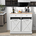 Betterhood Double Tilt Out Trash Cabinet Can Bin Kitchen 20 Gallon Wooden Free Standing Laundry Sorter,Recycling Cabinet with Hideaway Drawer, (White)