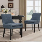 Dining Chairs Set of 2, Upholstered Corduroy Dining Room Chair with Wood Legs, Mid-Back Padded Kitchen Side Chairs for Dining Room, Blue