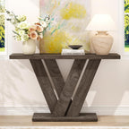 karlott 51" Console Table, V-Shaped Entryway Table, Wood Sofa Table Behind Couch, Grey