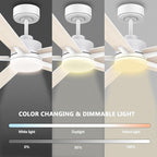 72" Large Smart Ceiling Fan with Lights Remote,Silent DC Motor,Control via Voice Alexa Google App,Outdoor Indoor Modern Ceiling Fans for Large Living Room Patios Decks,Dimmable,5 Blades in White&Wood