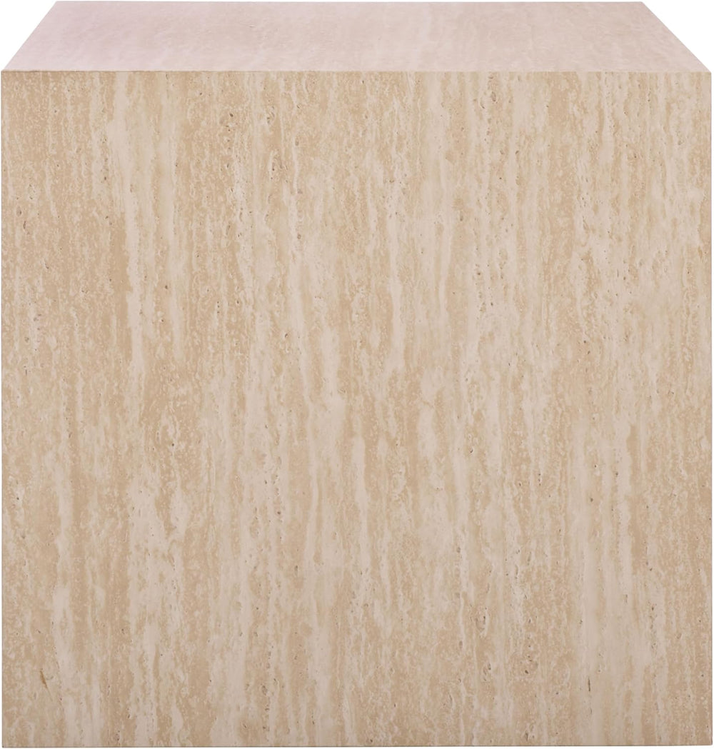 SAFAVIEH Home Collection - Woodrow Square Accent Table, Neutral Beige Faux Tr...