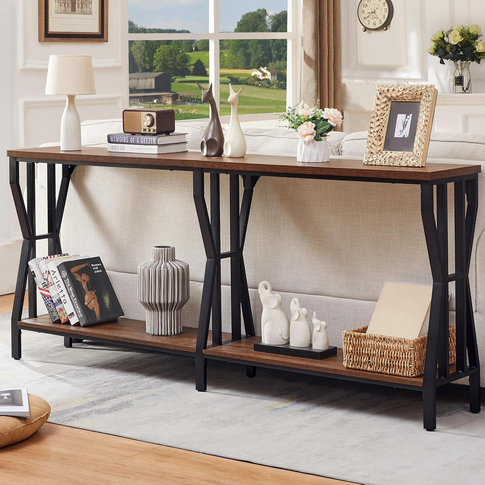 HOMISSUE Sofa Console Table, 70.9" Extra Long Sofa Table with 2-Tier Sto...