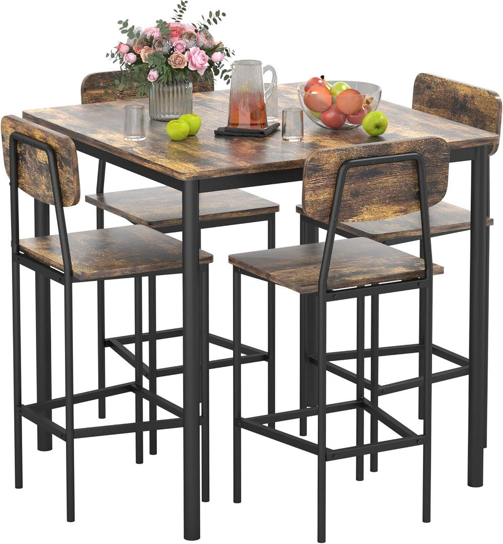 Dining Table Set for 4, 5 Piece Kitchen Table with Chairs | Sturdy Industrial...