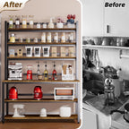 Bakers Racks for Kitchens with Storage, 6 Tiers Large(47.2“W x 15.7”D x 70.8" H) Kitchen Stand with Hutch, Freestanding Organizer with Shelves,Rustic Brown