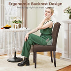 LSSPAID Dining Chairs Set of 4, Modern Comfy Linen Upholstered Parsons Dining Room Chairs with Bronze Nail Head Trim and Brushed Solid Wood Legs, Coffee