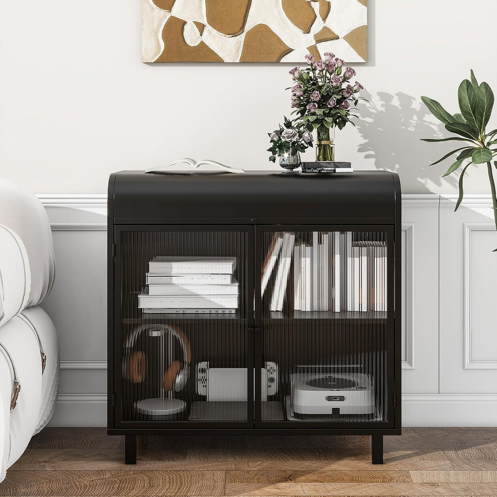 KEIKI 31" Kitchen Pantry, Modern Sideboard Buffet Cabinet with Figured G...