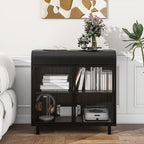 KEIKI 31" Kitchen Pantry, Modern Sideboard Buffet Cabinet with Figured Glass Doors & Flip Top & Open Shelves, Spacious Industrial Metal Organizer for Living Room & Kitchen