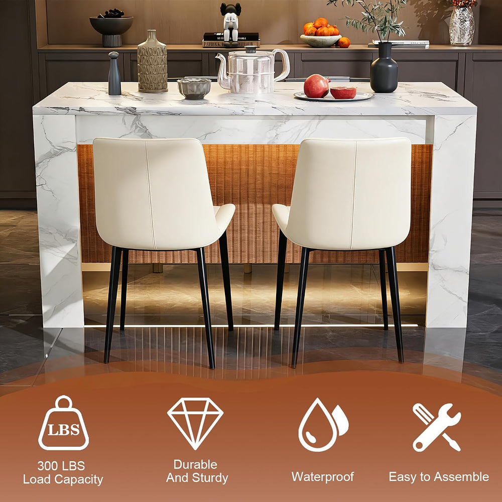 63"*35.4" Large Imitation Marble Dining Table, Mordern Bar Marble S...