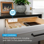 Docking Drawer Blade in-Drawer Outlet, Integrated Safety Shutoff, (2) 30W USB-C & (2) 15 amp AC, White