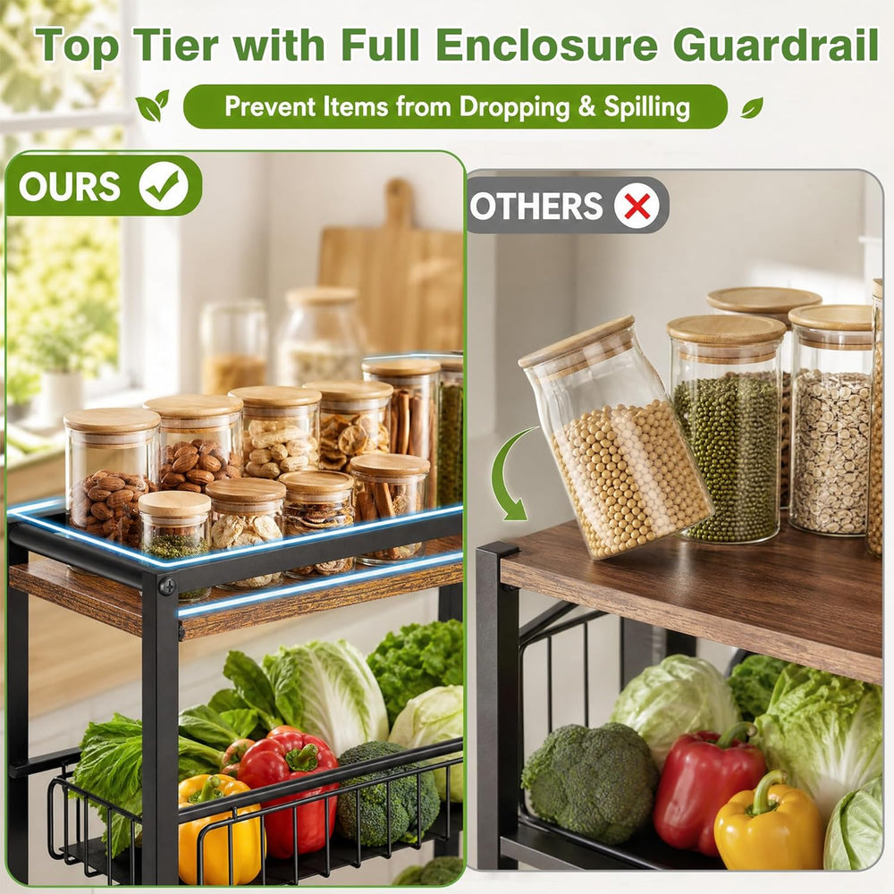 5-Tier Slim Rolling Cart Kitchen Utility Cart, Narrow Kitchen Cabinet with 4 ...