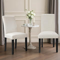 VECELO Upholstered Dining Chairs Set of 2, Modern Fabric and High Back & Solid Wood Legs, Parsons for Kitchen/Living Room- Beige