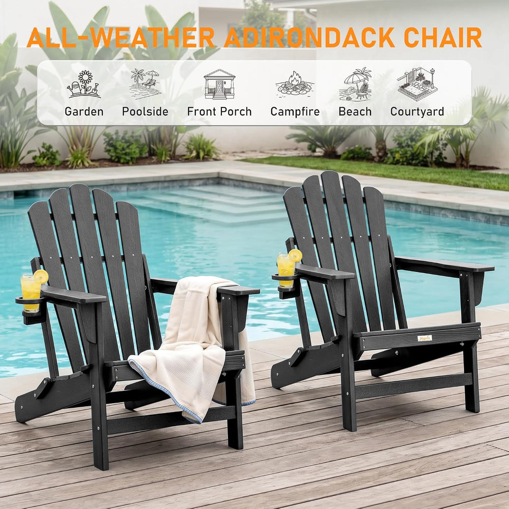 Oversized Folding Adirondack Chair 2PC, HDPE Fire Pit Chair W/400 LBS