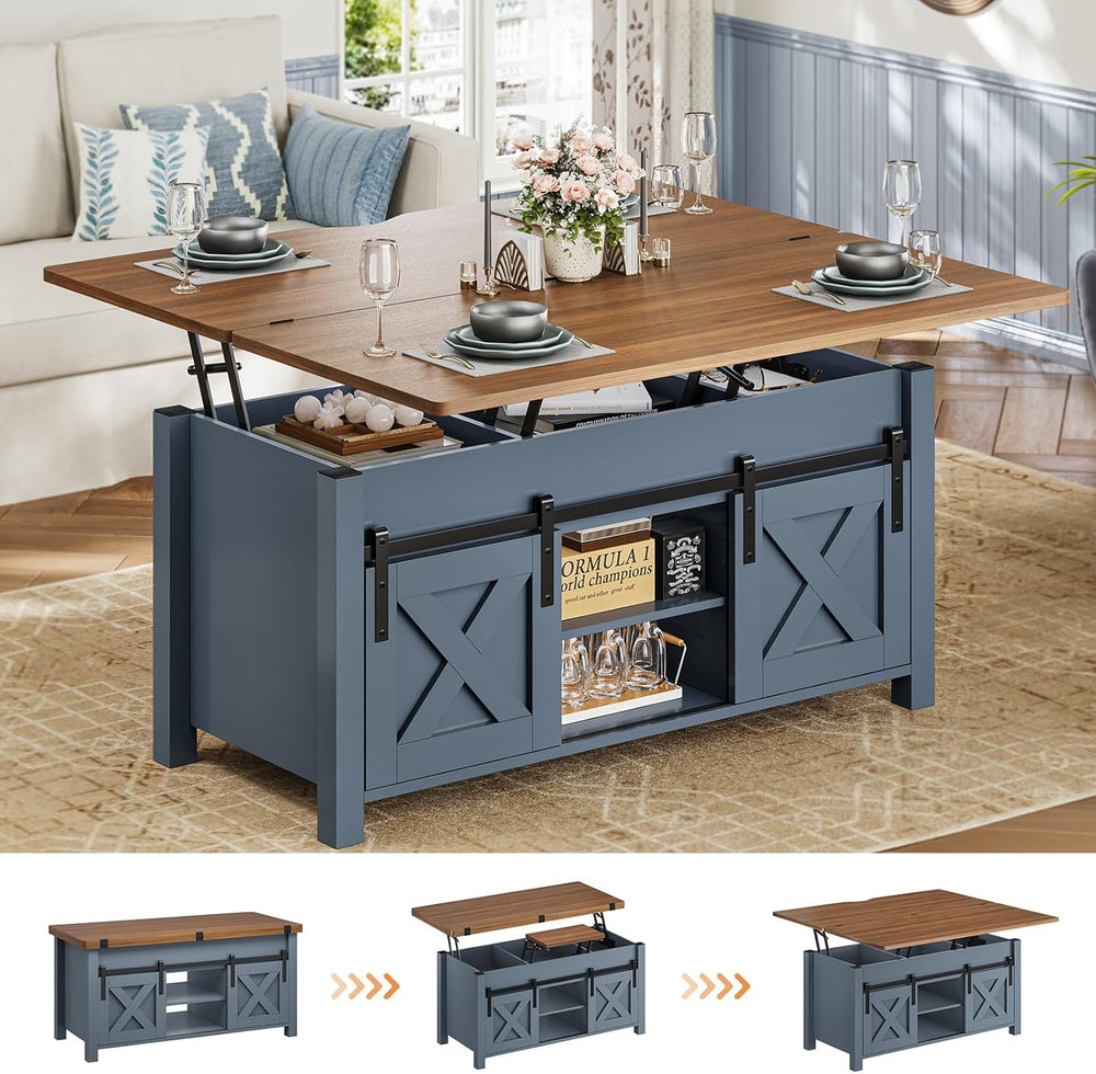 SEDETA Farmhouse Lift Top Coffee Table with Storage and Hidden Compartment