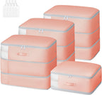 Comforter Storage Bag - Large Capacity Blanket Storage Bags 3-Layer Ultra Space Saving Self Compression Organizer, Washable Compression Bags for Storage Comforter Blanket, 4-Pack, Pink