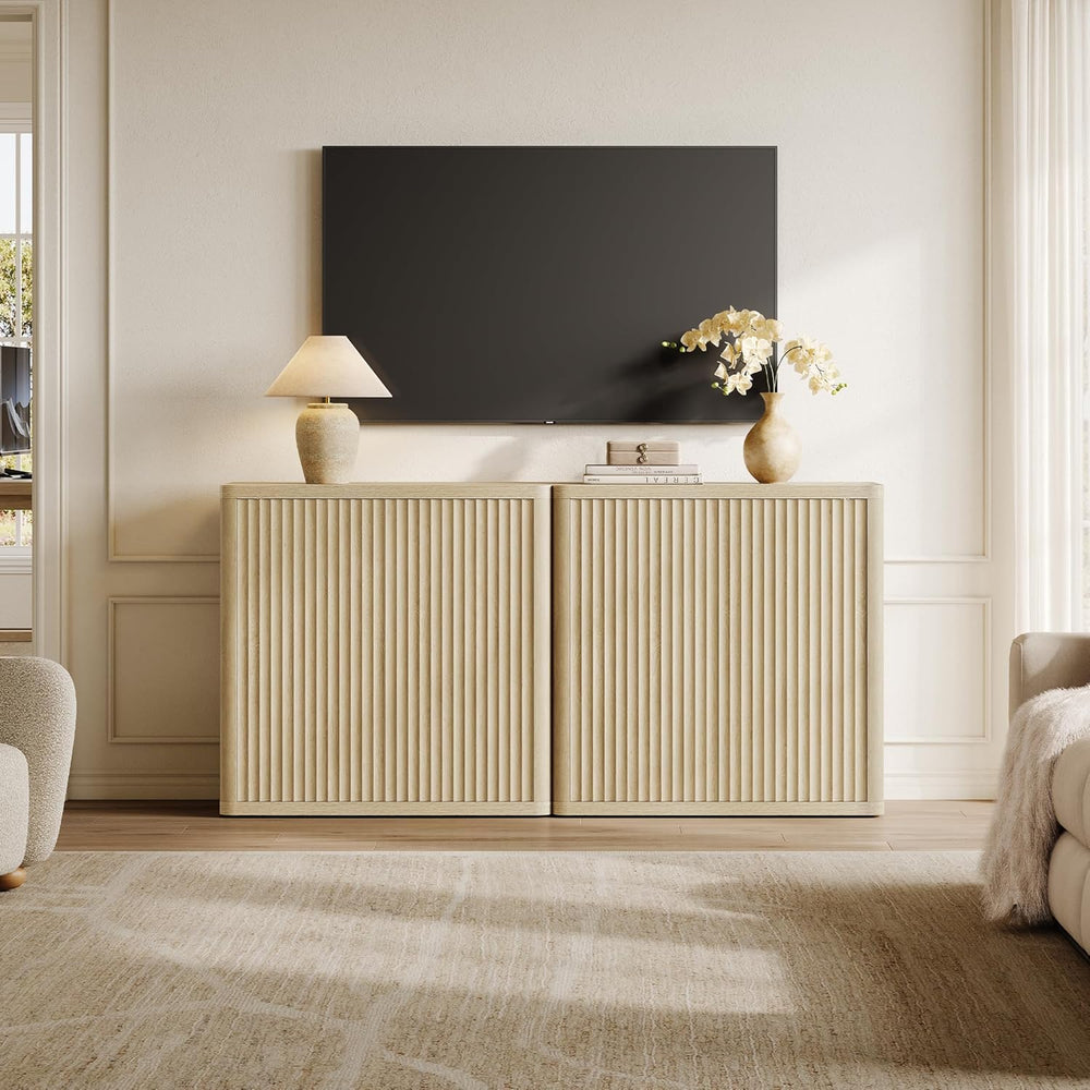 SICOTAS Buffet Cabinet with Storage Sideboard Accent Modern Credenza with Doo...