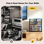 2-Tier DVD Storage Rack, DVD Holder Organizer Shelf, Space Saving Media Storage Stand for DVDs CDs Video Games, Display Organizer for Home Office Living Room