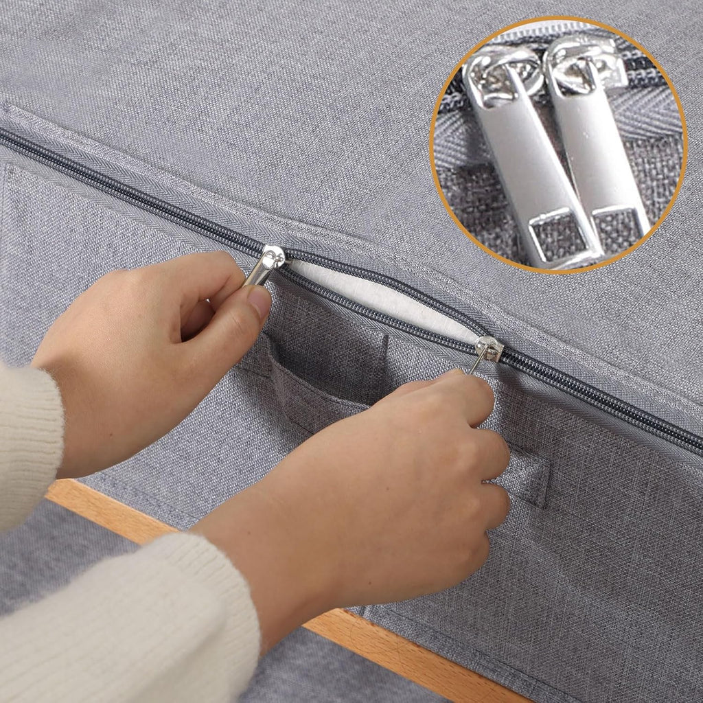 Under Bed Storage Containers, 23.6 x 11.8 x 5.9 Inch Collapsible Clothes Organizers With Handles, Storage Bins With Lids, Grey, 2 Pack