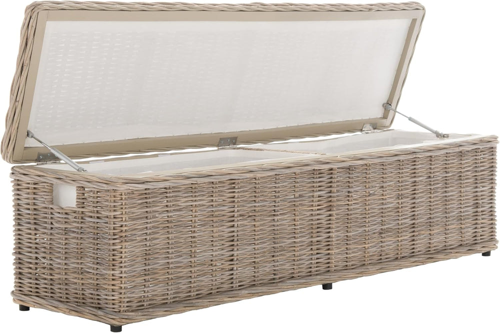 SAFAVIEH Furniture - Caius Rattan Trunk - Grey - Rattan - Coastal Woven Desig...
