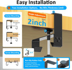 Under Desk Cable Management Tray - Under Desk Cord Management - Clamp/Screw Mount - Fabric Wire Management - Cable Raceways Tray Cord Hiders for Office/Home (Black, 35.8"×5.6")