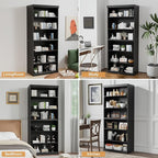 72" Wooden Book Shelf, 5 Shelf Bookcase, Modern Bookshelf with Adjustable Shelf for Home Office, Study Room, Black