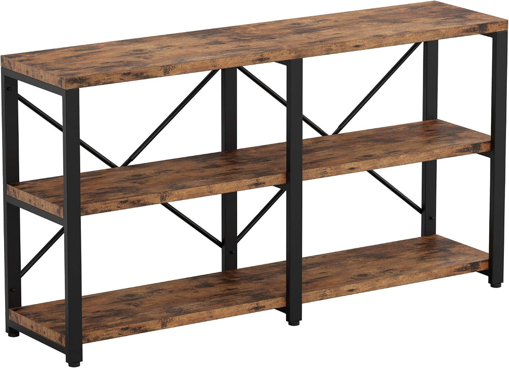 IRONCK Console Table, 3-Tier 55 in Entryway Table, Vintage Brown | Engineered...
