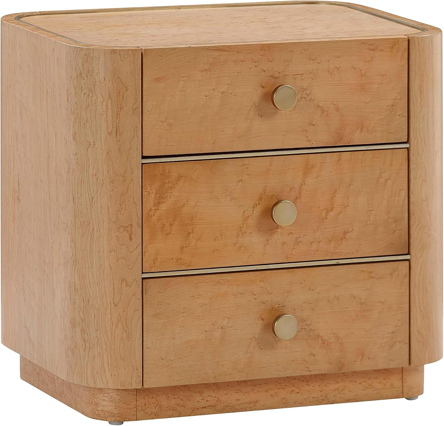 Tov Furniture Abigail Natural Birdseye Maple 3-Drawer Nightstand