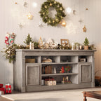 GAOMON TV Stand for TVs Up to 75 Inches, Grey | Entertainment Center, Farmhouse Media TV Console Table, Open Storage Shelves, Cabinets, for Living Room, Bedroom