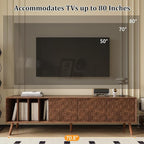 Merax 70" TV Stand for TVs Up to 80", Modern Entertainment Center with 3 Doors and Vertical Open Shelves, Media Console with Unique Mosaic Front Design for Living Room