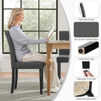 Yaheetech Dining Chairs Set of 2 Fabric Upholstered Parson Kitchen Chairs with Padded Seat and Solid Wood Legs for Dining Room/Restaurant, Dark Gray
