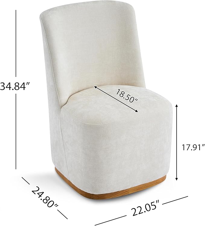 Christopher Knight Home Lucy Chenille Upholstered Dining Chairs Set of 2, Sturdy Wooden Dining Chair with Pedestal Base, Modern Kitchen Chairs with Solid Back, Versatile Indoor Usage, Beige