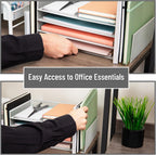 Mind Reader Desktop Organizer, File Storage, Paper Tray, Workspace, Office, Metal Mesh, 16.75" L x 9.15" W x 6" H, White