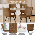 Dining Chair Set of 6 PU Leather Dining Room Chairs Upholstered Comfy Dining Chairs Modern Kitchen Armless Side Chair with Sturdy Metal Legs,Brown