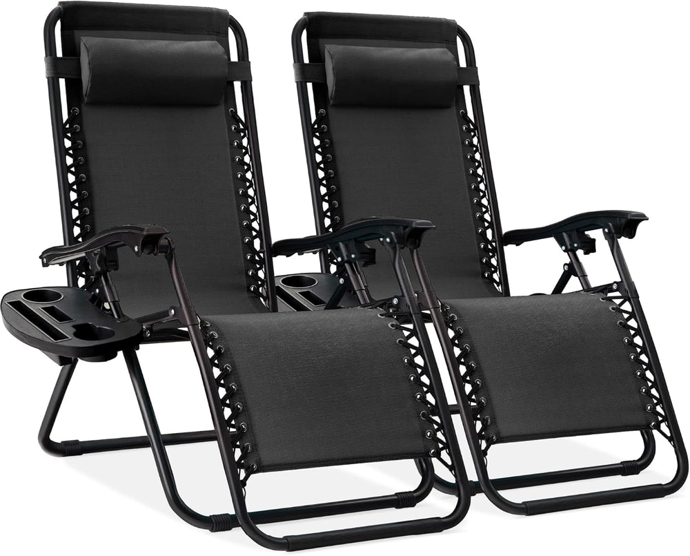 Best Choice Products Set of 2 Adjustable Steel Mesh Zero Gravity Lounge Chair...