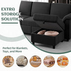 Vongrasig Convertible Sectional Couches, 3 Seat L Shaped Couch Sofa with Removable Pillows Soft Corduroy Fabric Small Couch Mid Century for Living Room, Apartment and Office Black