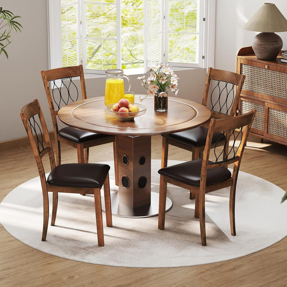 Giantex Dining Chairs Set of 4, Faux Leather Upholstered Armless Kitchen Chai...
