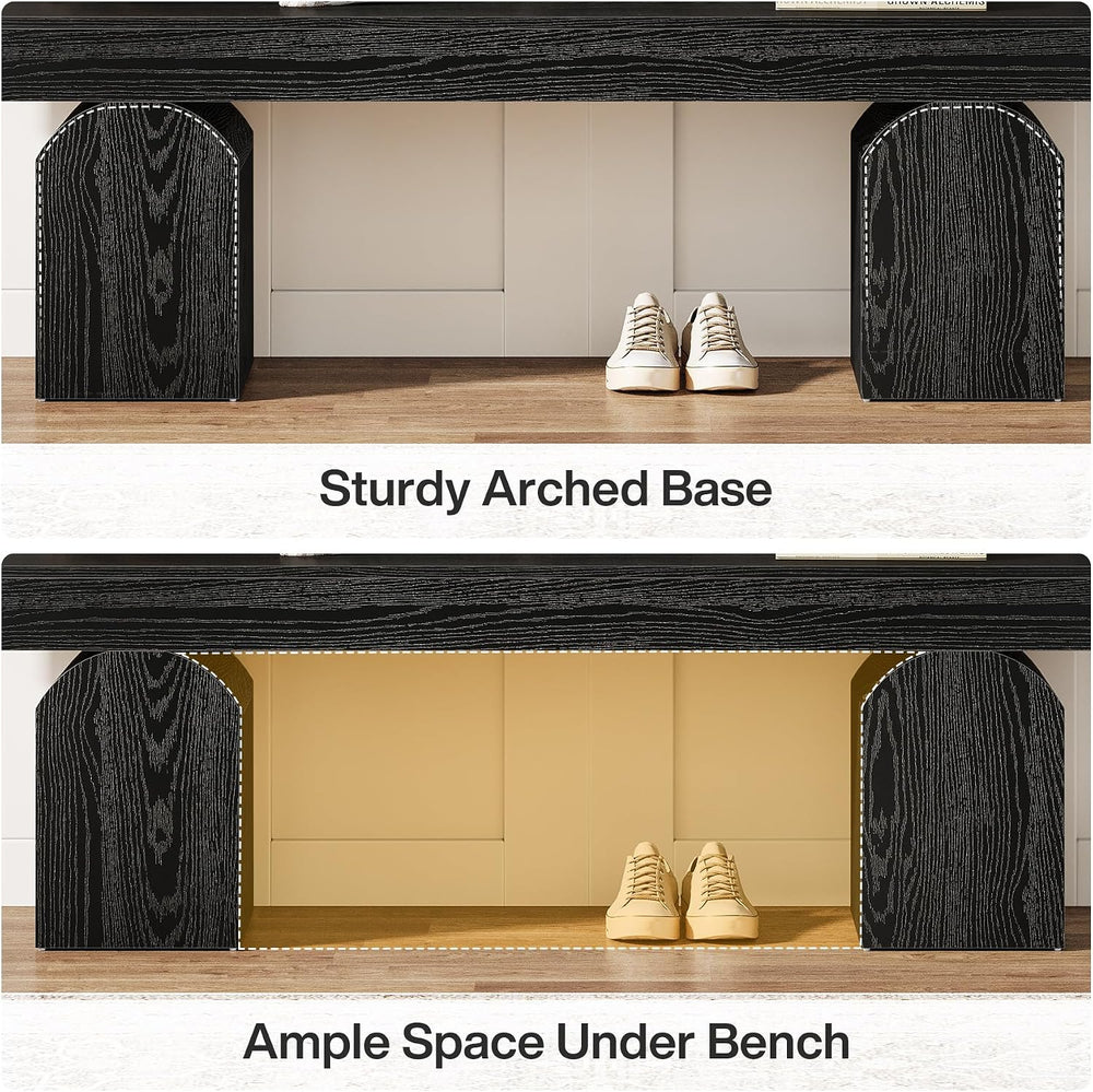 Tribesigns Entryway Bench, 59" Long Black Shoe Bench with Arched Bases, ...