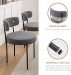 Boucle Dining Chairs Set of 6, Mid Century Modern Dining Room Chairs with Metal Legs, Upholstered Kitchen Chairs for Dining Room, Kitchen (Grey)