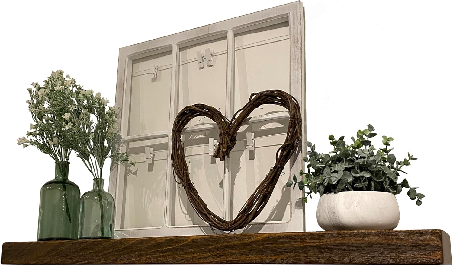 joelsantiques 42 Inch Wooden Floating Shelves for Wall - 42x8x2 in - Made of Natural Wood - Heavy Duty Rustic Wall Shelves Made in USA - Perfect for Living Room, Kitchen - Brown