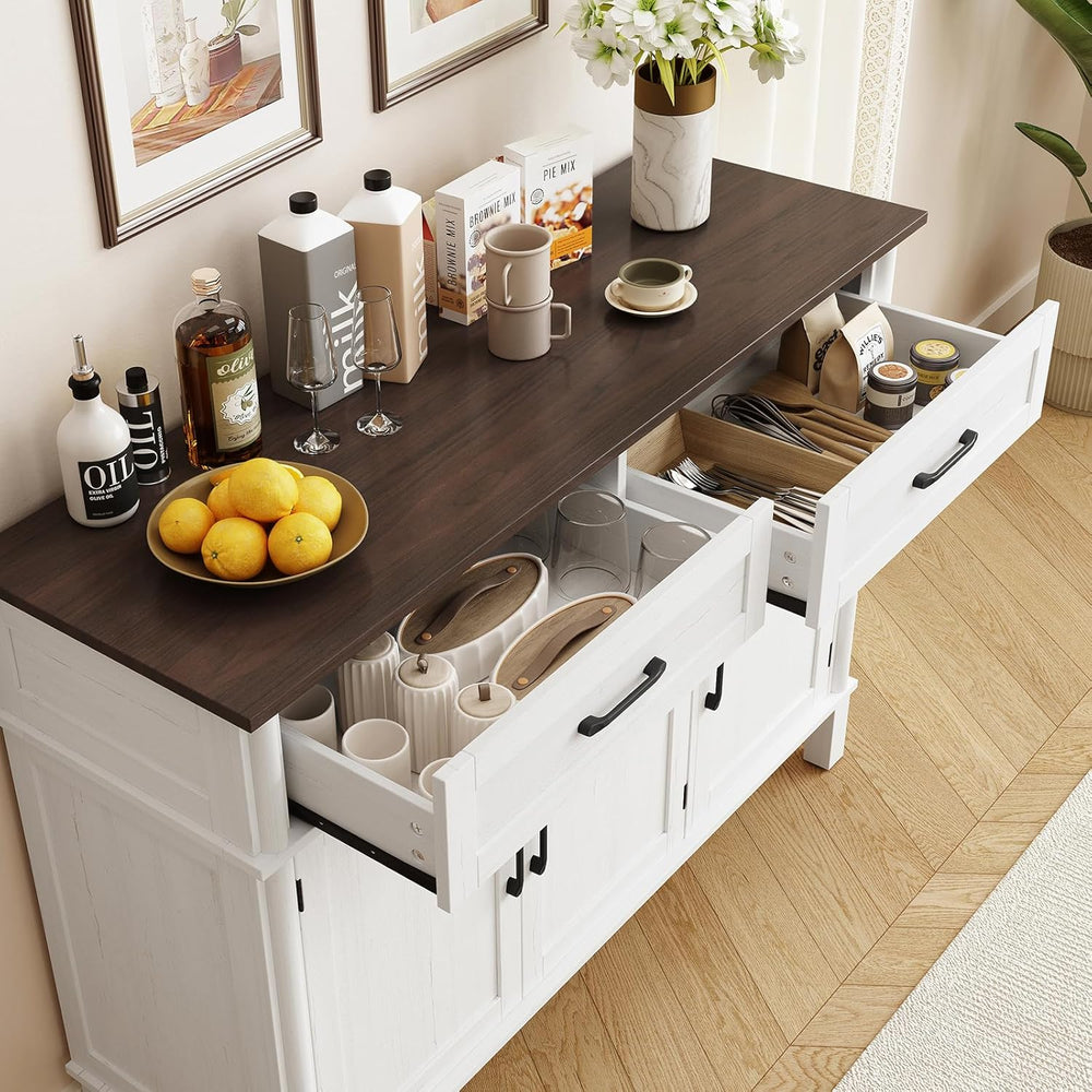 48 Inches Buffet Cabinet with Storage, Farmhouse Sideboard Buffet w/2 Drawers...