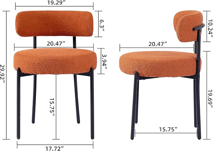 DYHOME Mid-Century Modern Dining Chairs Set of 2, Boucle Dining Chairs Uphols...