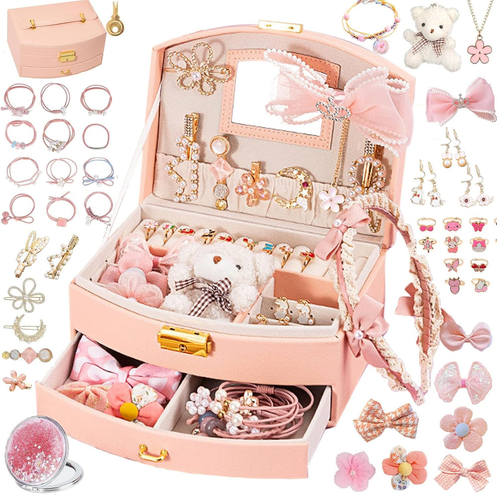Princess Jewelry Box for Girls with Hair Accessories,Girls Hair Clips Bows Se...