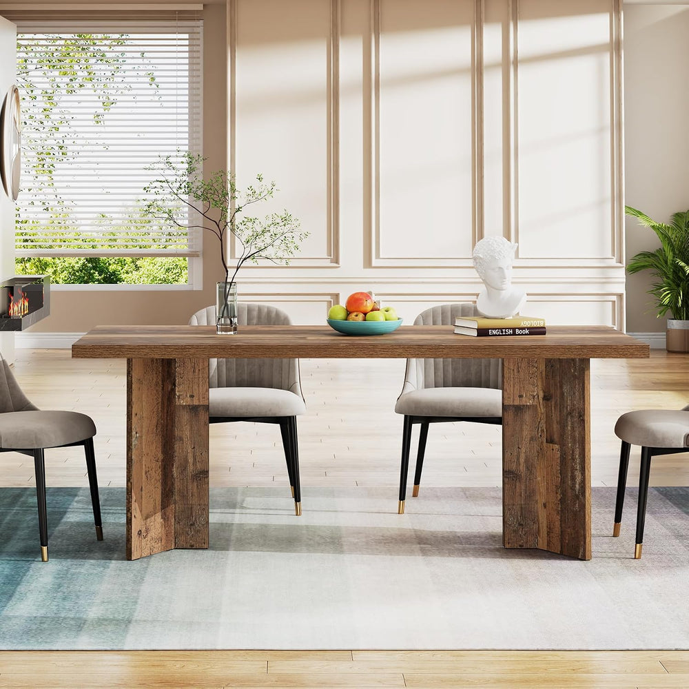 Tribesigns 63-inch Dining Table for 4-6, Farmhouse Kitchen Table with Large T...