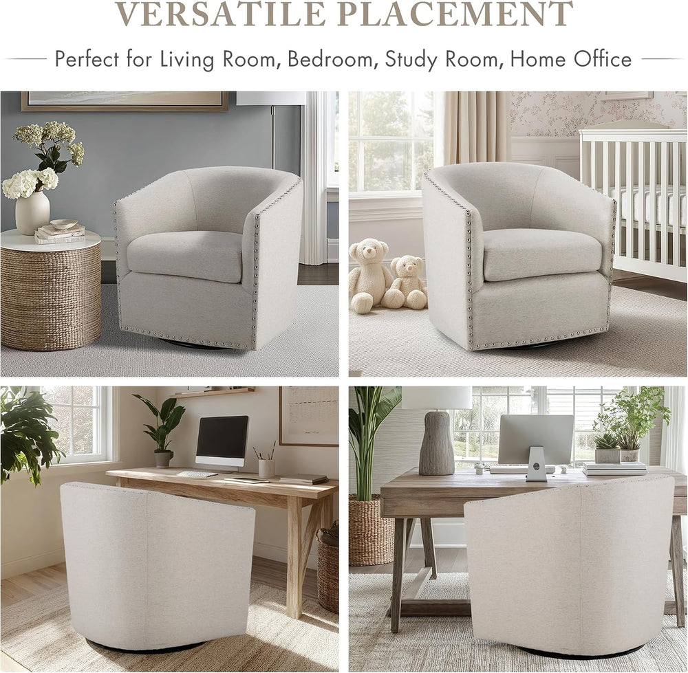 Madison Park Swivel Barrel Accent Chair, Upholstered Curved Back with 7-Inch ...