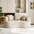 DAMAIFROM 68.5" Loveseat Sofa for Living Room, Modern Luxury Plush Chenille Extra Deep Seat Curved Cloud Floor Couch with 3 Throw Pillows for Small Spaces, No Assembly Needed, Light Brown