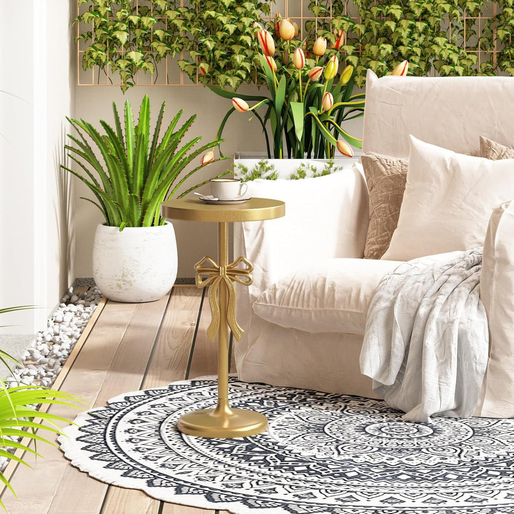 Gold Drink Table, Metal Martini Side Table - 11.9" x21.7'', Gold...