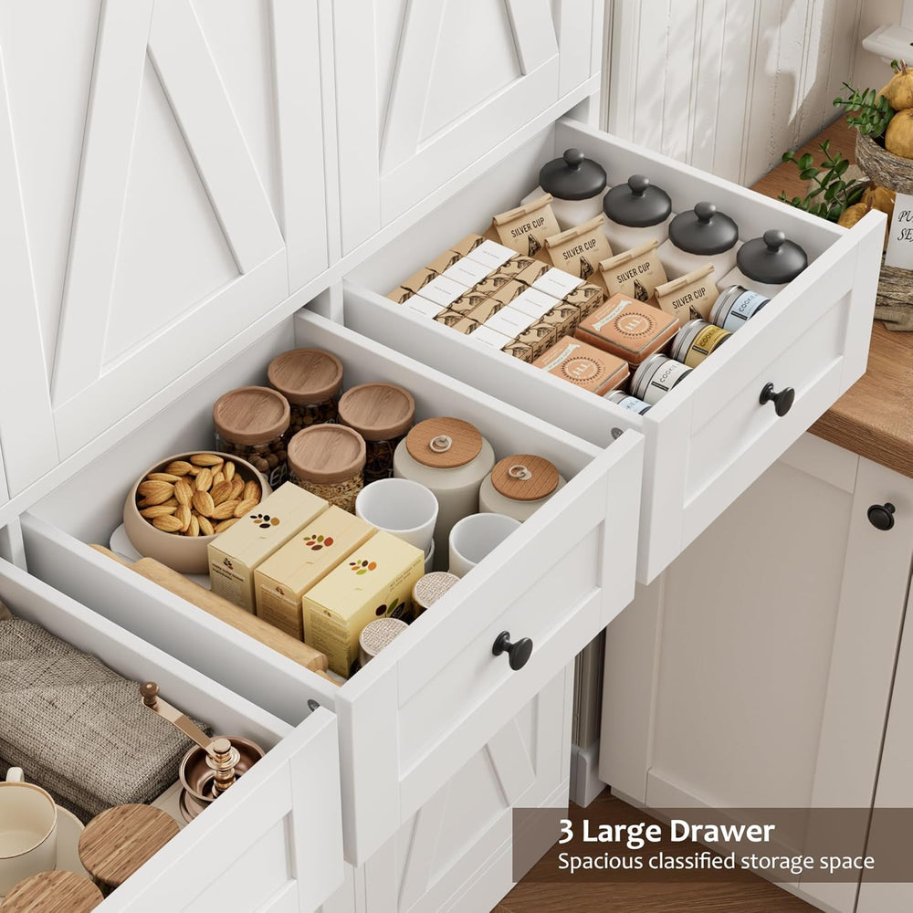 HOSTACK Modern Farmhouse Kitchen Pantry Storage Cabinet, 67" H Kitchen P...