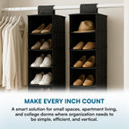 Honey-Can-Do 10-Shelf Hanging Shoe Organizer, Black - Closet Storage Rack for Shoes, Accessories & Clothes, Space Saving