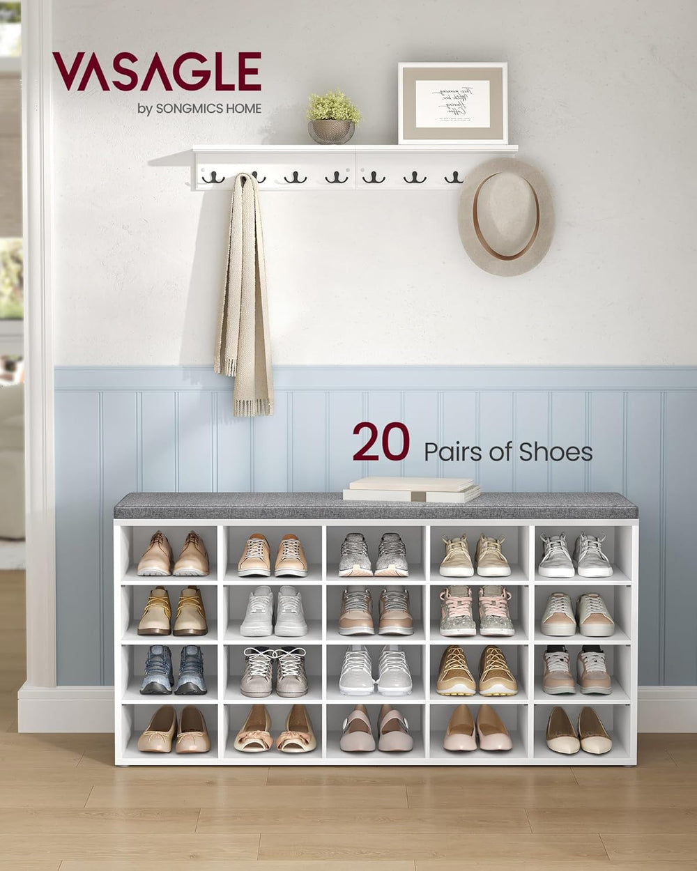 VASAGLE Custos Collection - Shoe Bench, Storage Bench with Padded Seat, Entry...